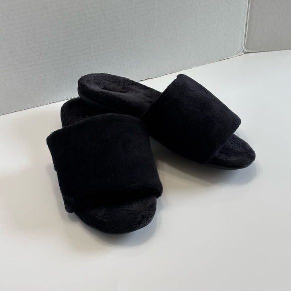 Vionic Dream Cozy Women's 8 Black Faux Fur Slide Slippers Adjustable Comfy Flats - Picture 12 of 16